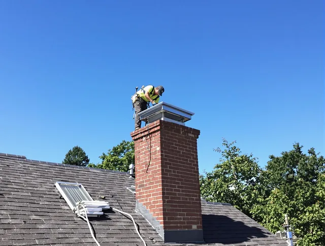 Norwalk Chimney Sweep technician measuring a chimney cap in Norwalk, CA