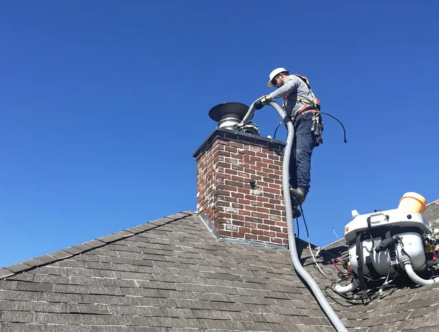 Dedicated Norwalk Chimney Sweep team member cleaning a chimney in Norwalk, CA